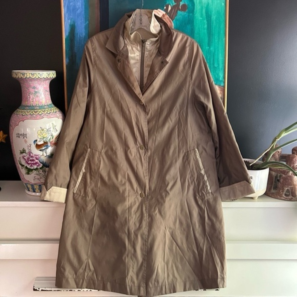 C&A Canda Elegant Women's Brown Trench Coat Rain Jacket M
